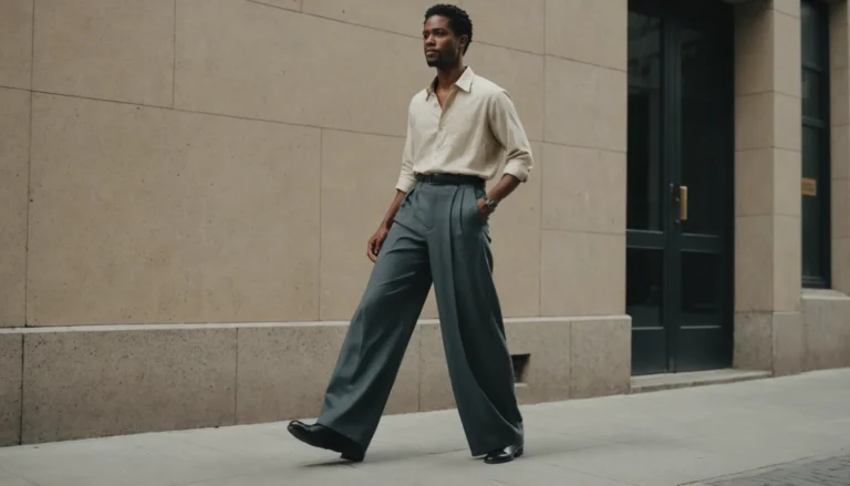 Pantalon large et mocassins plats pour un style masculin équilibré